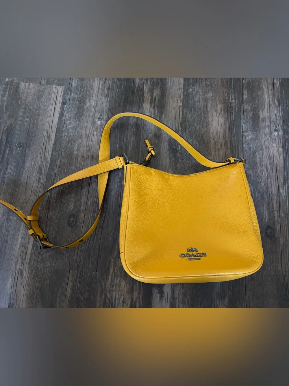 Coach Yellow Pebbled Leather Shoulder Bag